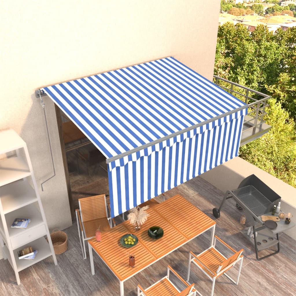 Toldo manual retráctil persiana LED crema 3,5x2,5m