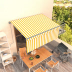 Toldo manual retráctil persiana LED crema 3,5x2,5m