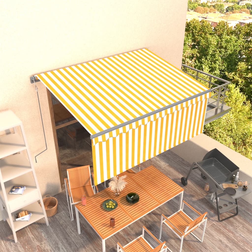 Toldo manual retráctil persiana LED crema 3,5x2,5m