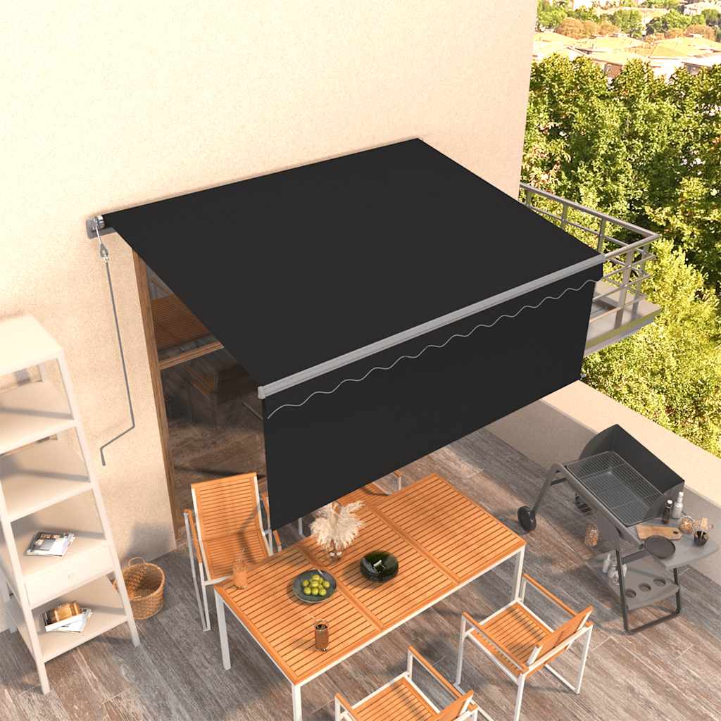 Toldo manual retráctil persiana LED crema 3,5x2,5m