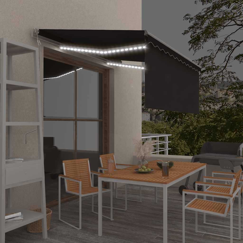 Toldo automático con LED sensor de viento antracita 400x300 cm