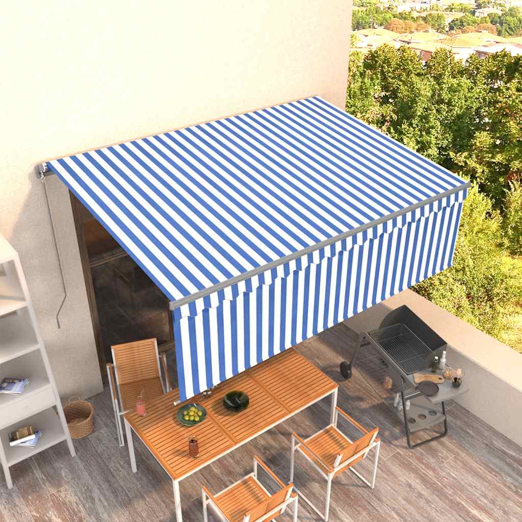 Toldo retráctil manual con persiana 4x3 m naranja y marrón