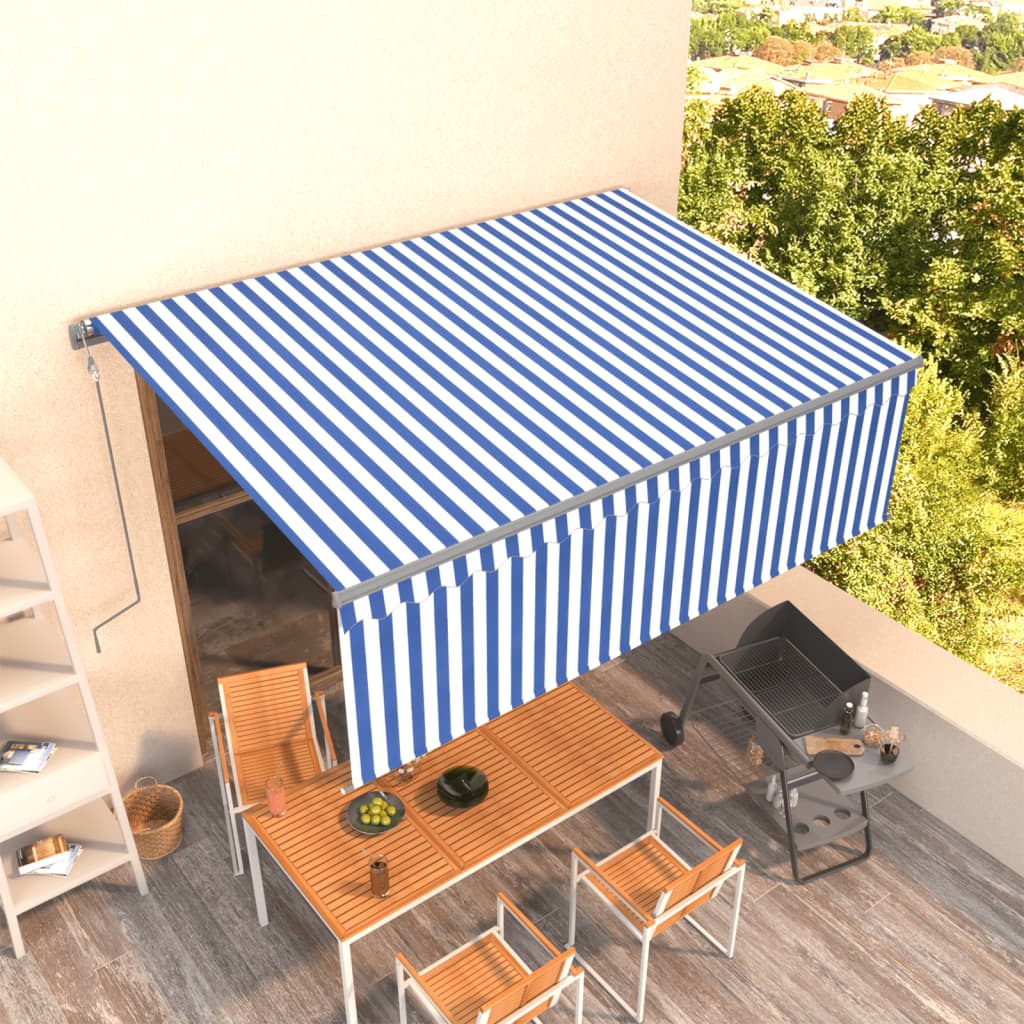 Toldo manual retráctil persiana LED crema 3,5x2,5m
