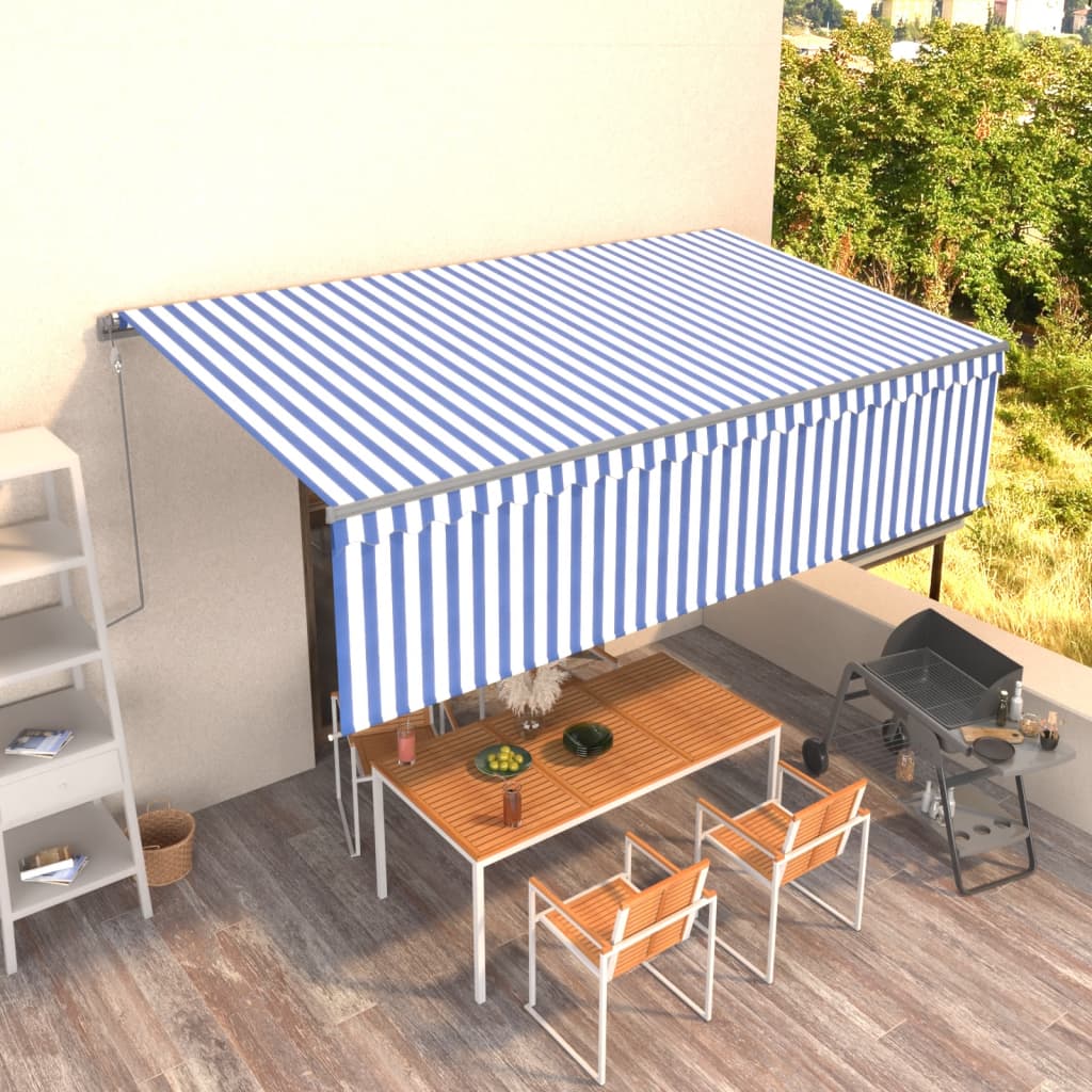 Toldo manual retráctil persiana LED crema 3,5x2,5m