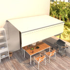 Toldo manual retráctil persiana LED crema 3,5x2,5m