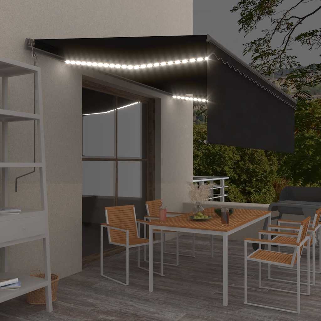 Toldo automático con LED sensor de viento antracita 400x300 cm