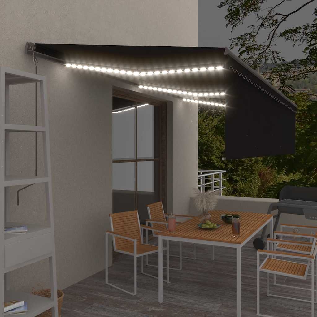 Toldo automático con LED sensor de viento antracita 400x300 cm