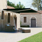 Toldo automático retrátil azul e branco 450x350 cm