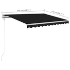 Toldo manual retráctil con postes gris antracita 3x2,5 m