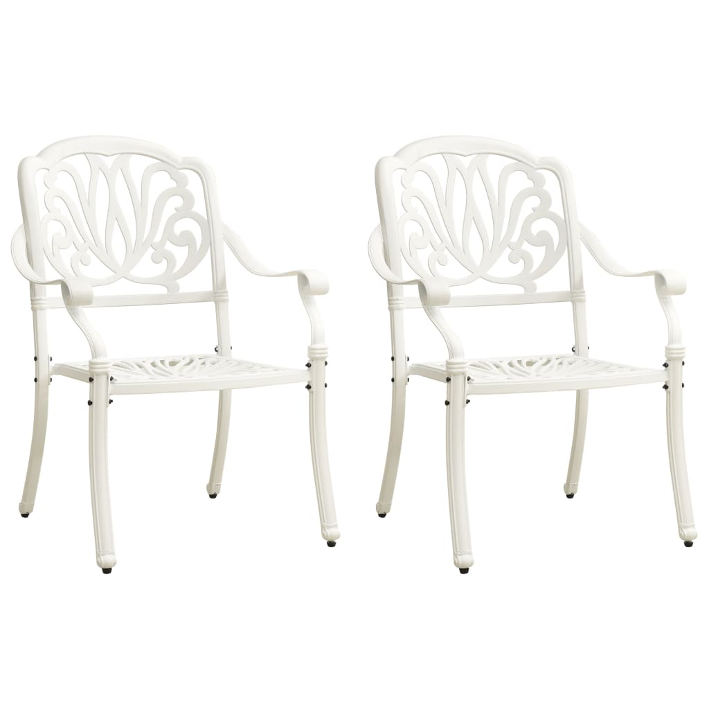 Mesa y sillas de bistró 3 piezas aluminio fundido blanco