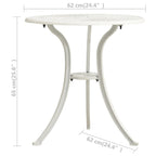 Mesa y sillas de bistró 3 piezas aluminio fundido blanco