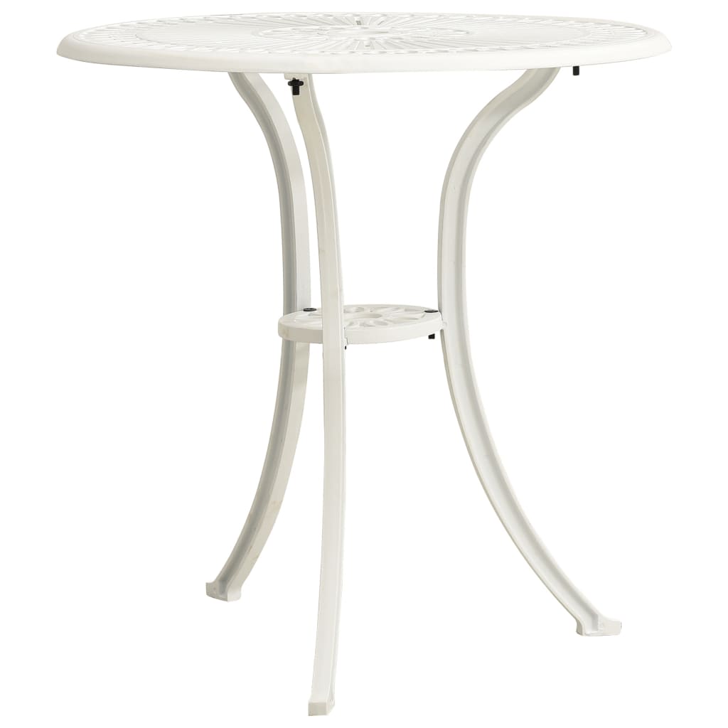 Mesa y sillas de bistró 3 piezas aluminio fundido blanco