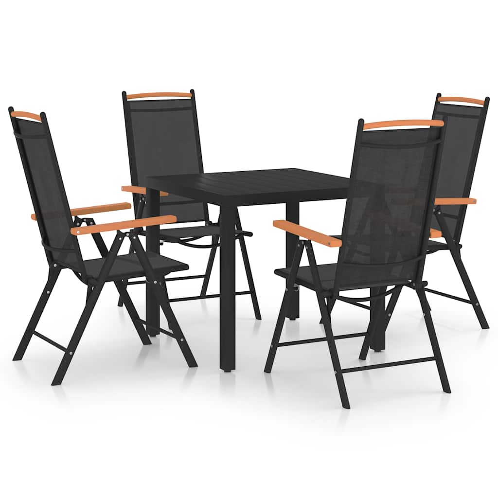 Juego de comedor de jardín 10 piezas negro y gris antracita