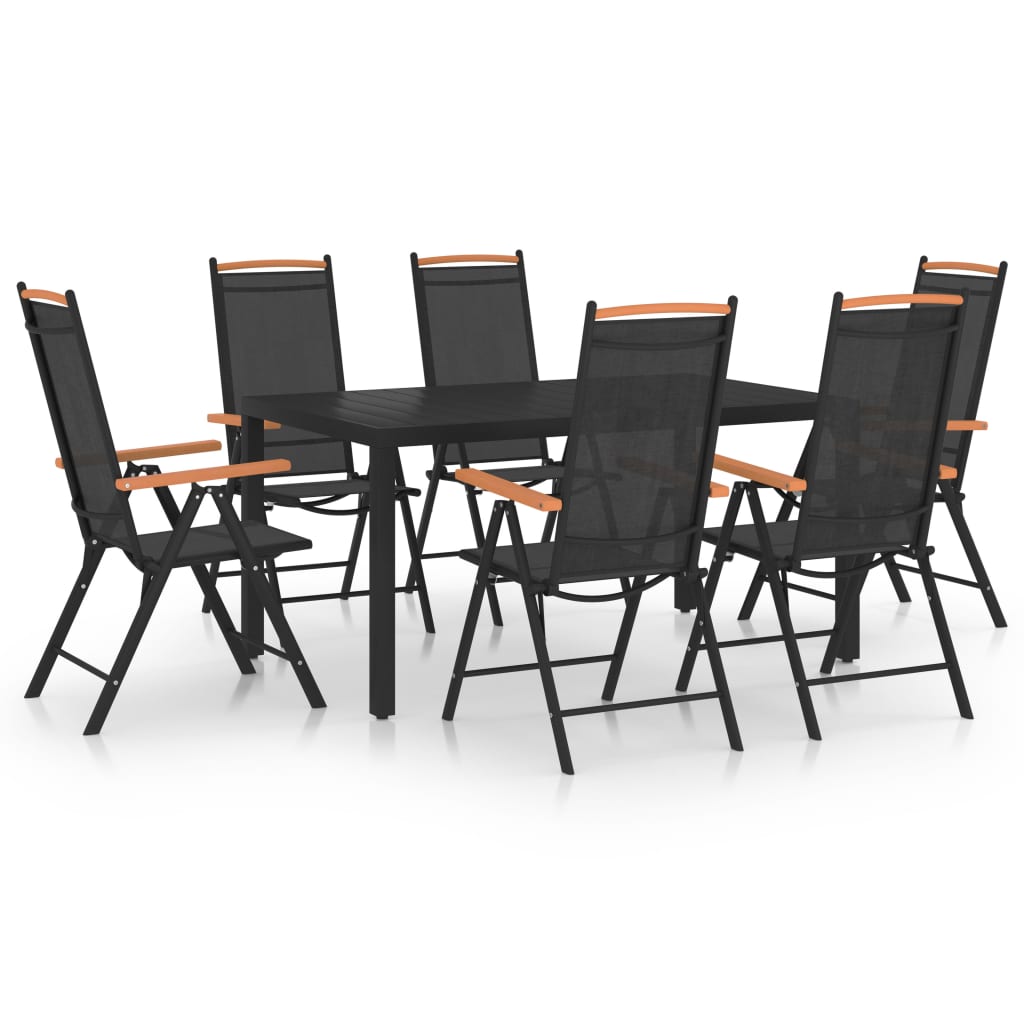Juego de comedor de jardín 10 piezas negro y gris antracita