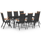 Juego de comedor de jardín 10 piezas negro y gris antracita