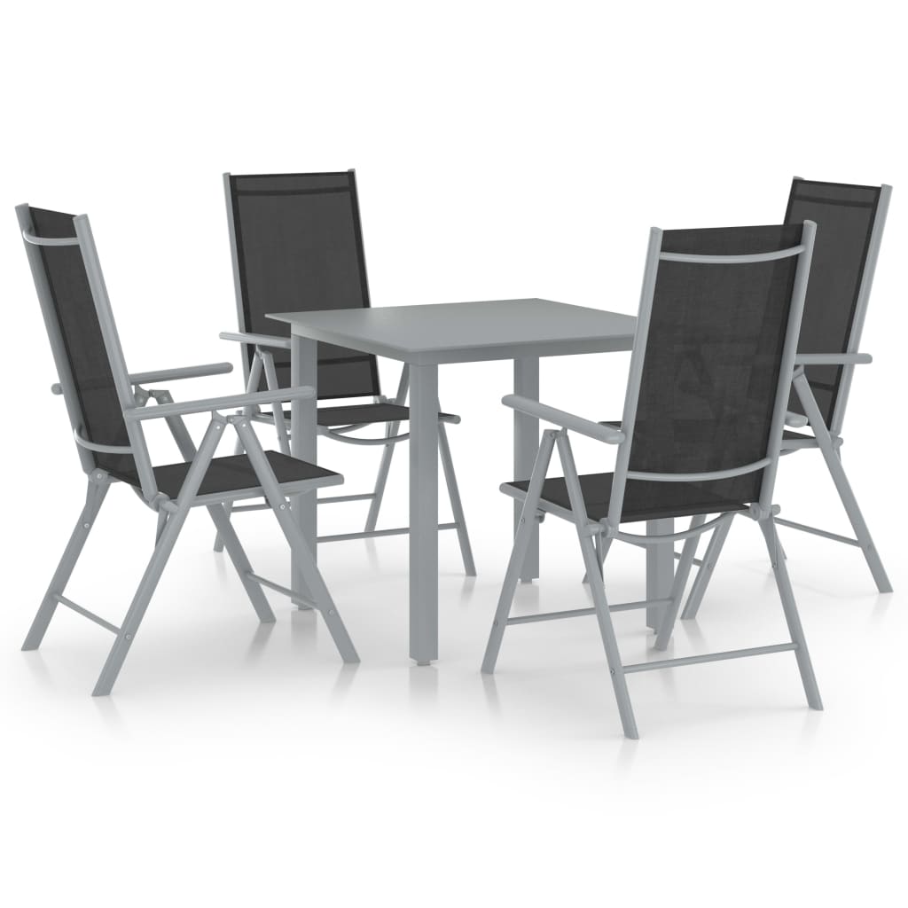 Juego de comedor de jardín 10 piezas negro y gris antracita