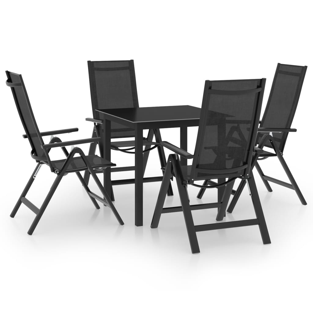 Juego de comedor de jardín 10 piezas negro y gris antracita