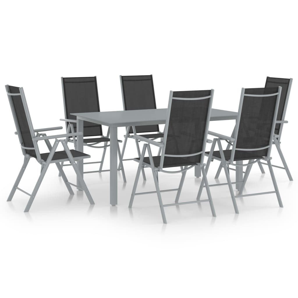 Juego de comedor de jardín 10 piezas negro y gris antracita