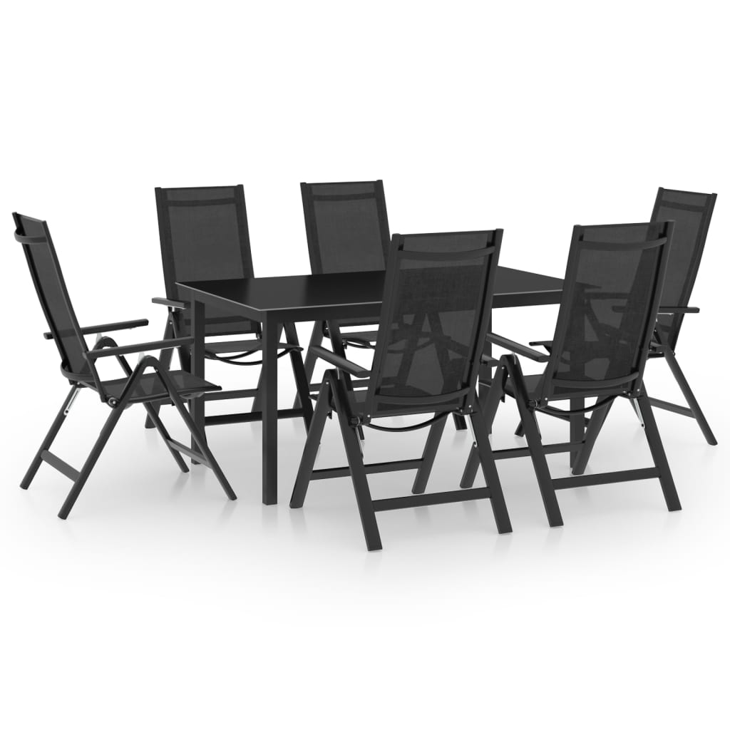 Juego de comedor de jardín 10 piezas negro y gris antracita