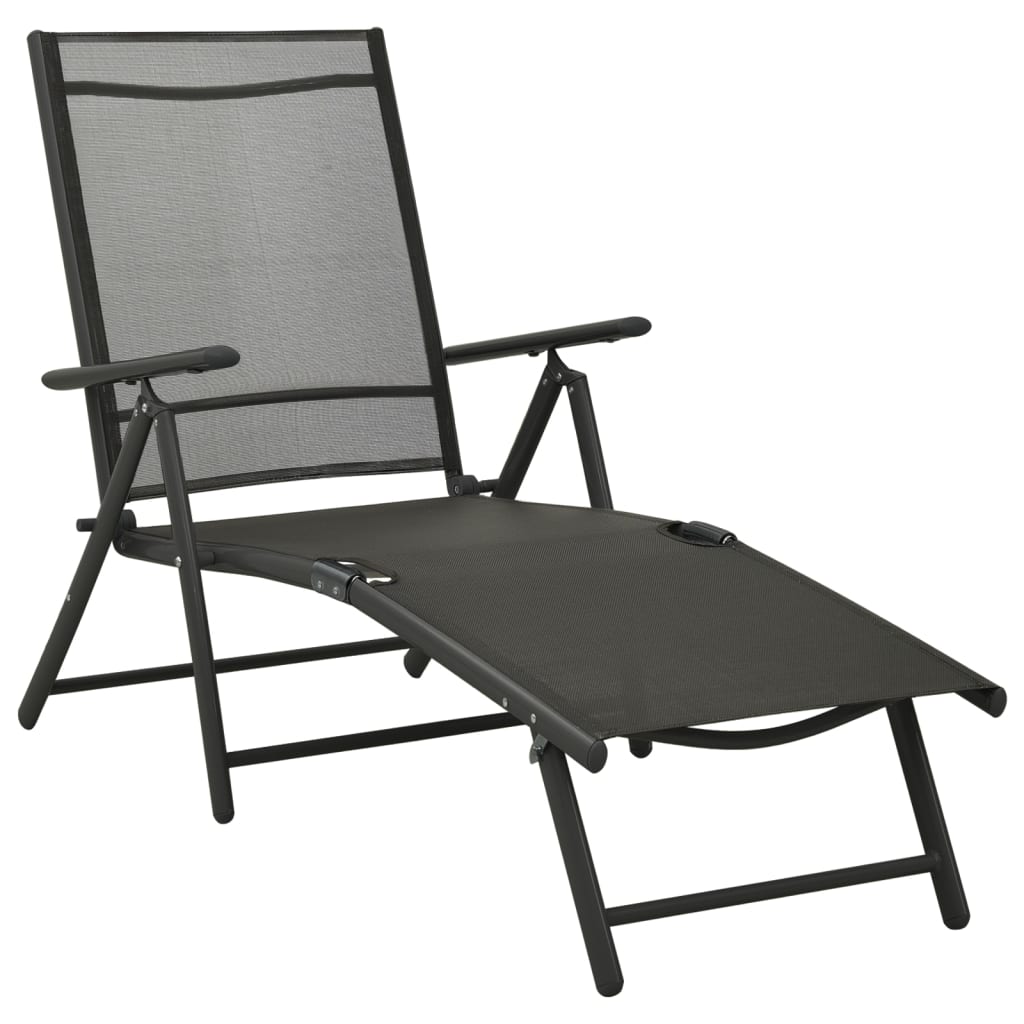Juego de muebles de jardín 9 piezas negro y gris antracita