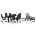 Juego de comedor de jardín 10 piezas negro y gris antracita