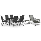 Juego de comedor de jardín 10 piezas negro y gris antracita