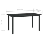 Juego de comedor de jardín 10 piezas negro y gris antracita