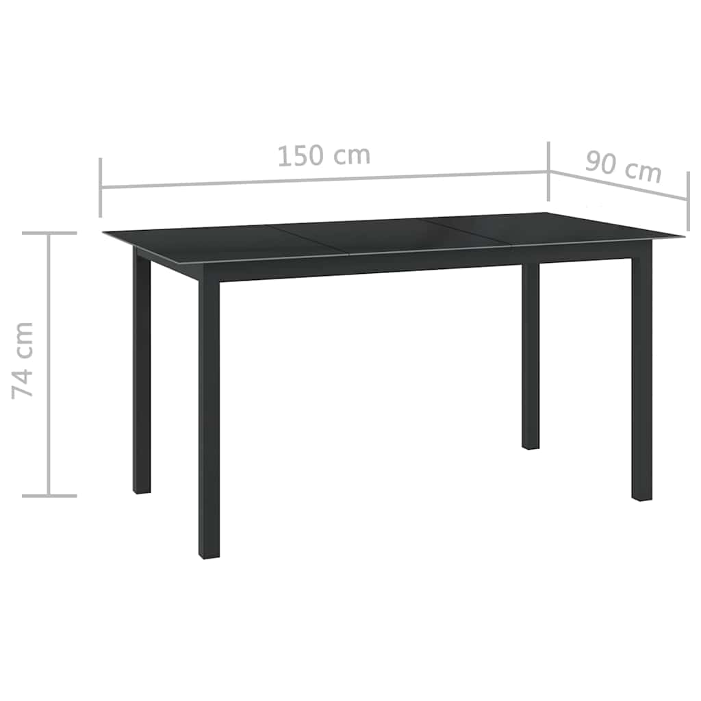 Juego de comedor de jardín 10 piezas negro y gris antracita