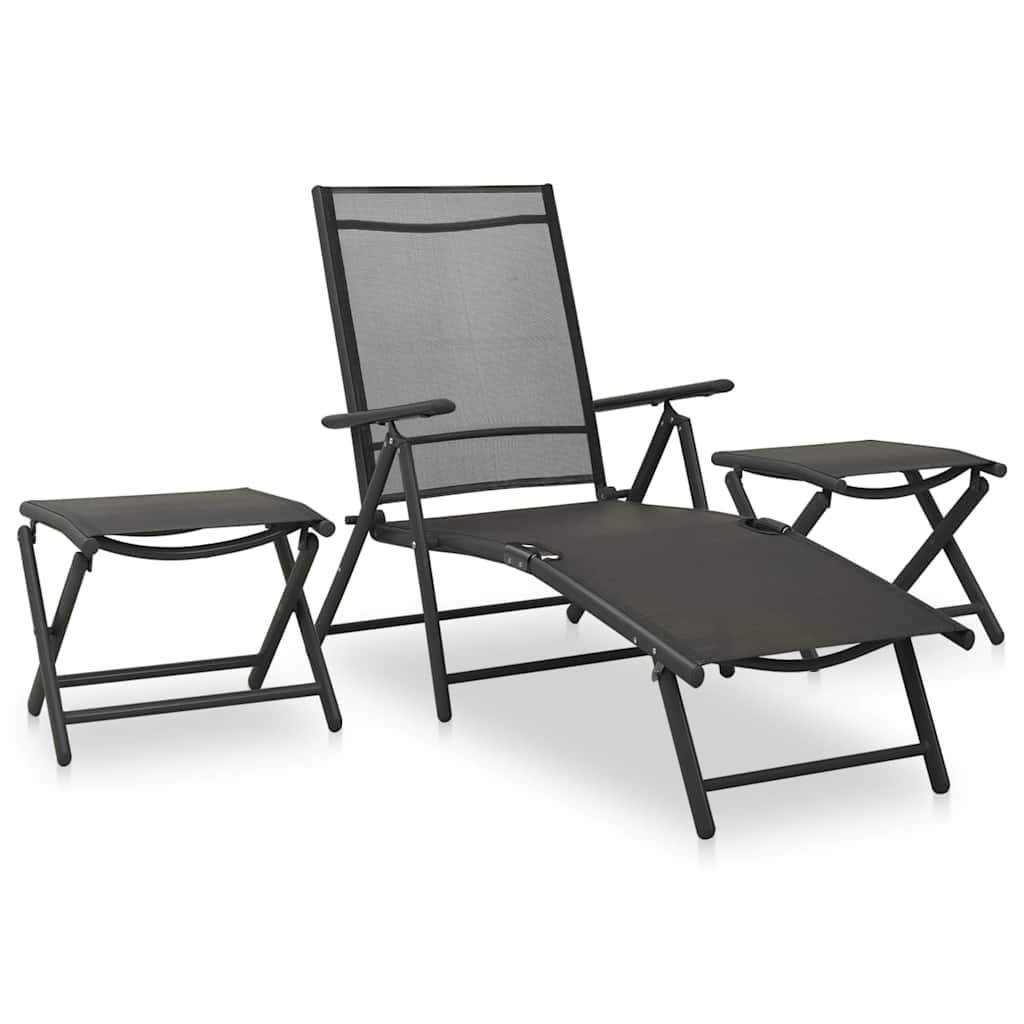 Juego de comedor de jardín 10 piezas negro y gris antracita
