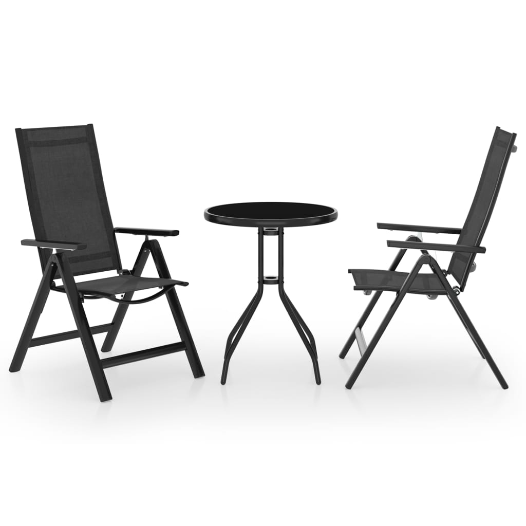 Garden bistro set 3 pieces black and anthracite