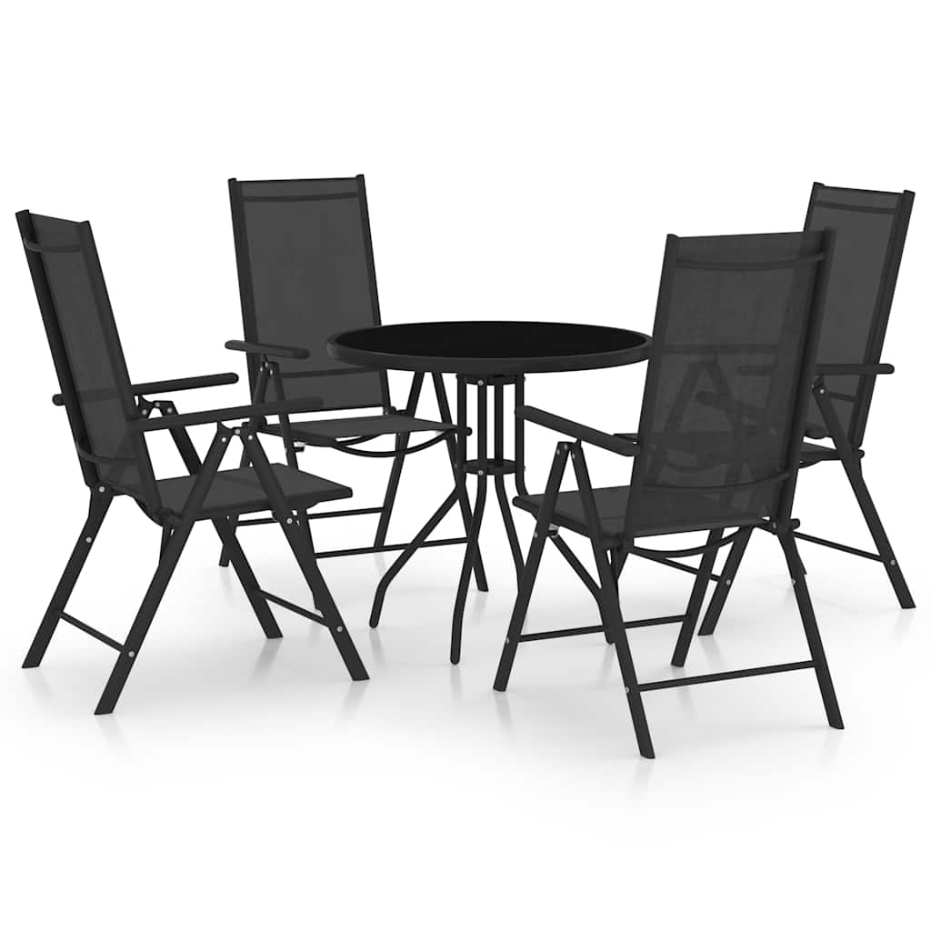 Juego de comedor de jardín 10 piezas negro y gris antracita