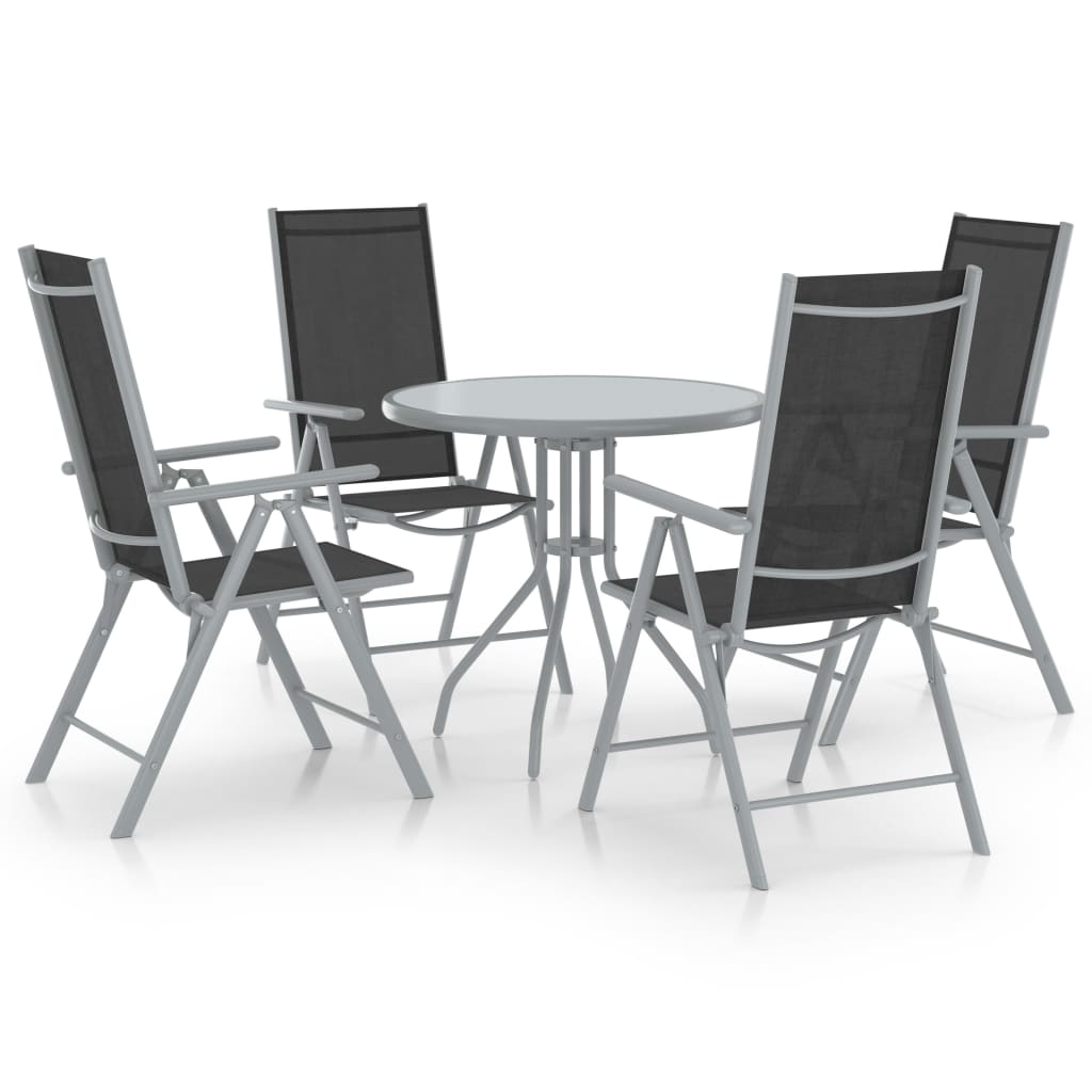 Juego de comedor de jardín 10 piezas negro y gris antracita