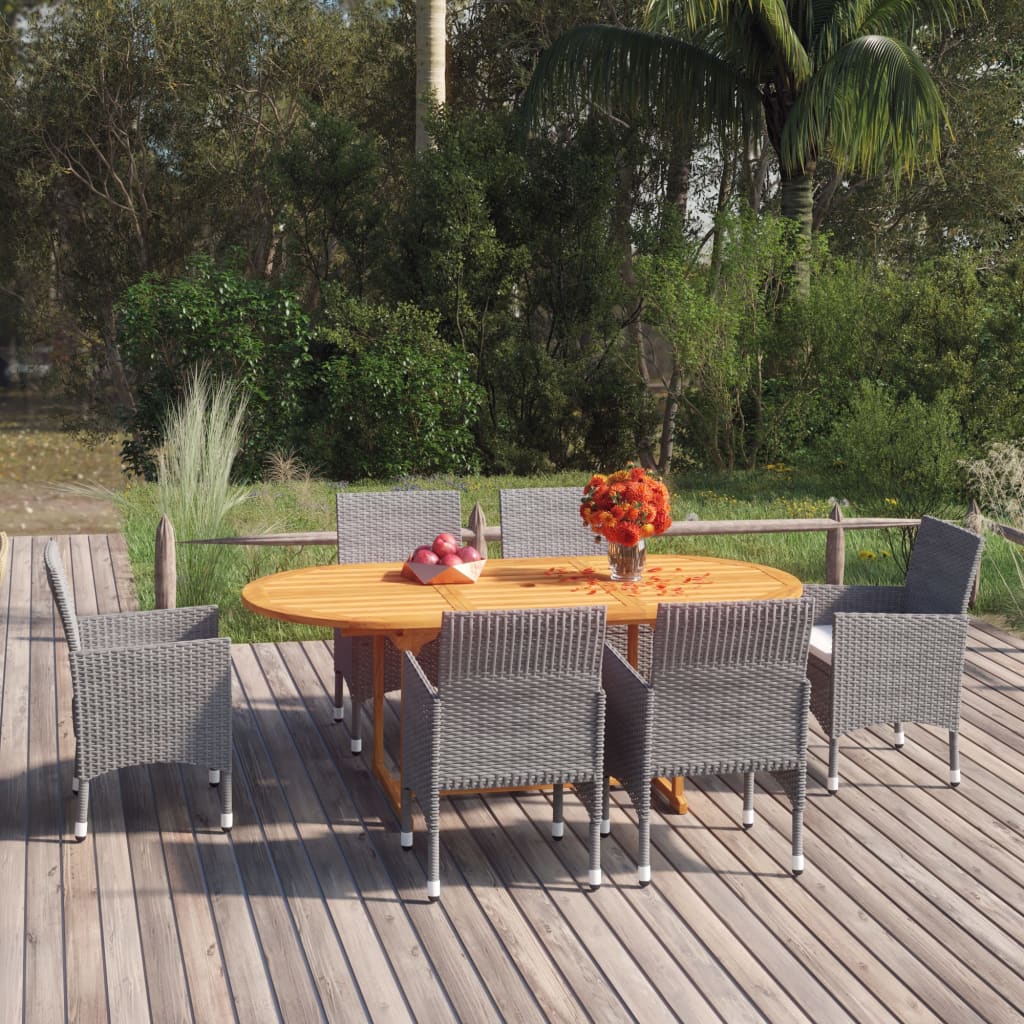 Juego de comedor de jardín 7 piezas marrón