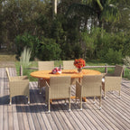 Juego de comedor de jardín 7 piezas marrón