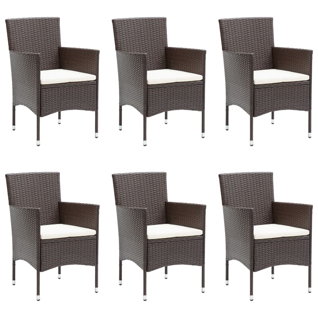 Set de comedor de jardín 7 piezas ratán sintético marrón