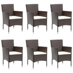 Set de comedor de jardín 7 piezas ratán sintético marrón