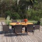Set de comedor de jardín 7 piezas ratán sintético marrón