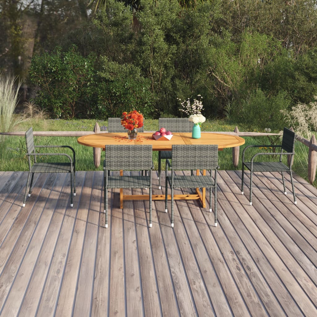 Juego de comedor de jardín 7 piezas marrón