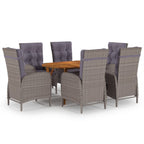 Juego de comedor de jardín 7 piezas marrón