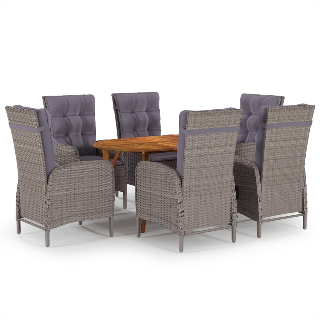 Juego de comedor de jardín 7 piezas marrón