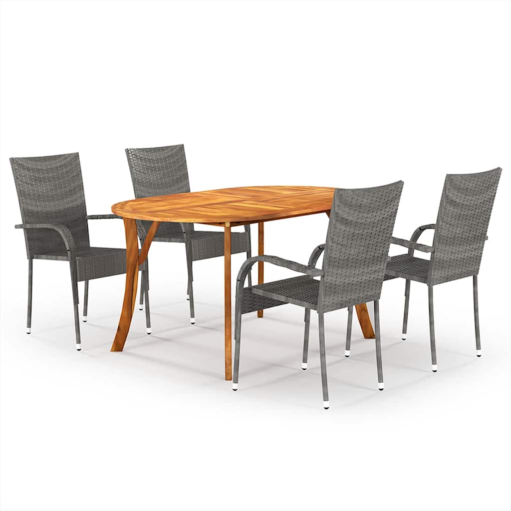 Juego de comedor de jardín 7 piezas marrón