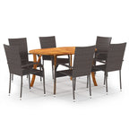 Juego de comedor de jardín 7 piezas marrón