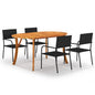 Conjunto de jantar de jardim 5 peças preto