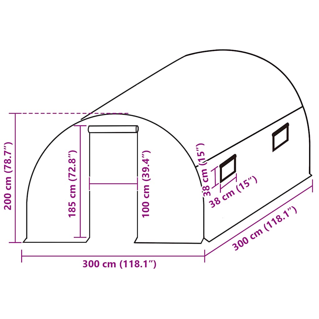 Cubierta de repuesto de invernadero transparente (9 m²) 3x3x2 m
