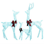Figuras familia de renos de Navidad blanco y plateado 201 LED