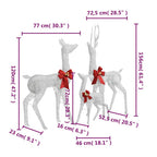 Figuras familia de renos de Navidad blanco y plateado 201 LED