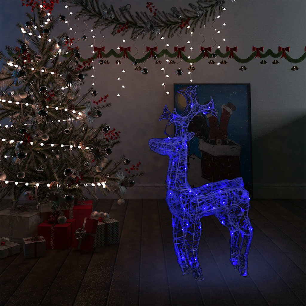 Adorno de reno de Navidad acrílico azul 140 LEDs 120 cm