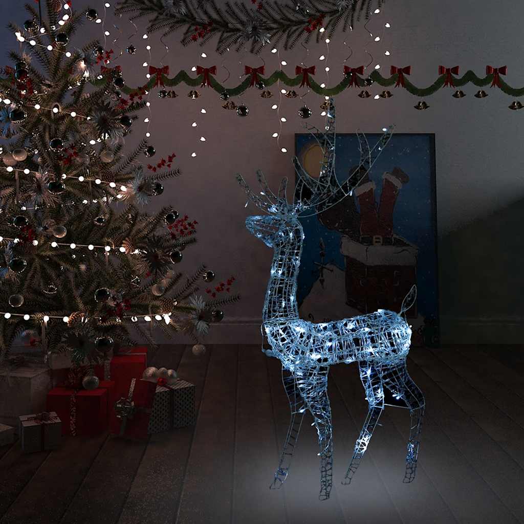 Adorno de reno de Navidad acrílico azul 140 LEDs 120 cm