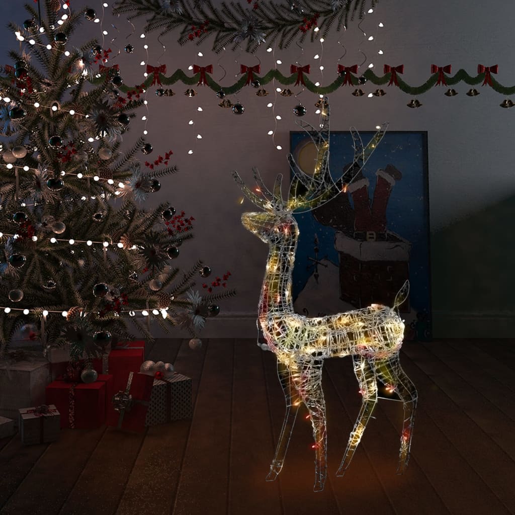 Adorno de reno de Navidad acrílico azul 140 LEDs 120 cm
