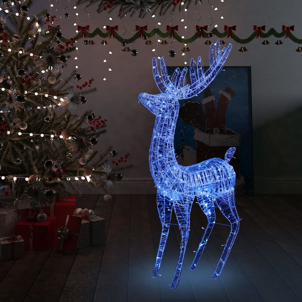 Adorno de reno de Navidad acrílico azul 140 LEDs 120 cm
